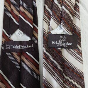 Vintage Michel Robichaud Montreal striped neckties Lot of 2, 3"